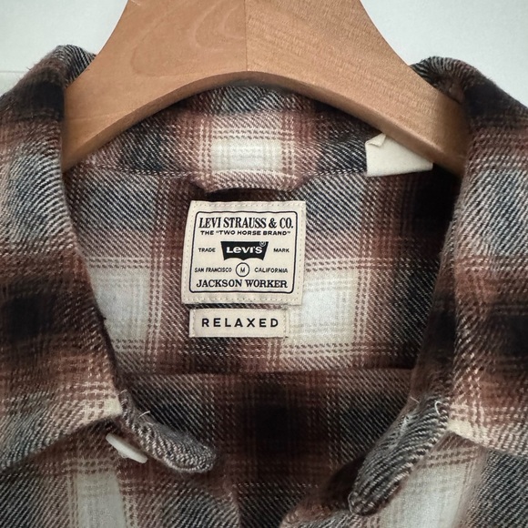 LEVI STRAUSS men’s Jackson worker relaxed style plaid button shirt top medium - Picture 4 of 5
